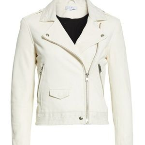 IRO MALDONE DENIM TRIM LEATHER BIKER JACKET